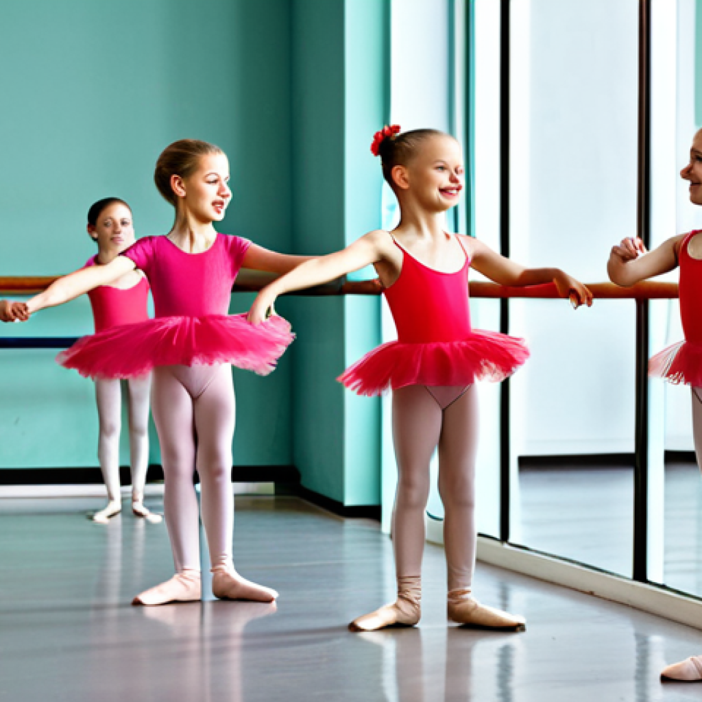 **

"A group of fully clothed children in a dance class, practicing ballet, safe for work, appropriate content, modest attire, perfect anatomy, natural proportions, joyful expressions, well-lit dance studio with mirrors, family-friendly, professional photography."

**