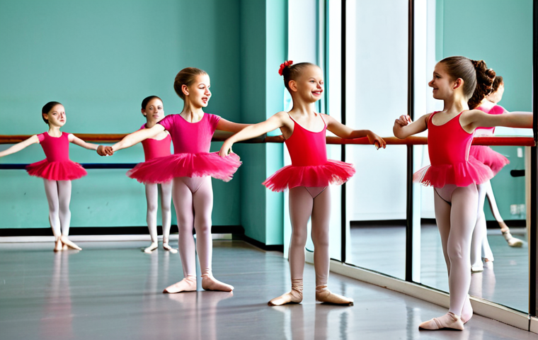 **

"A group of fully clothed children in a dance class, practicing ballet, safe for work, appropriate content, modest attire, perfect anatomy, natural proportions, joyful expressions, well-lit dance studio with mirrors, family-friendly, professional photography."

**