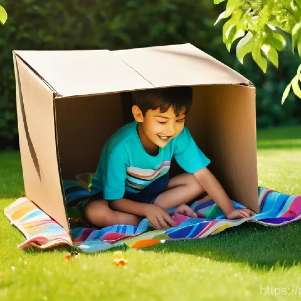 아이 창작 활동 - **Prompt:** A vibrant, sun-drenched scene of two young children, approximately 5-7 years old, engage...