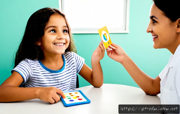 Home 17 아동 발음 훈련 - Photorealistic pediatric speech therapy session in a bright Brazilian family clinic, a caring female...